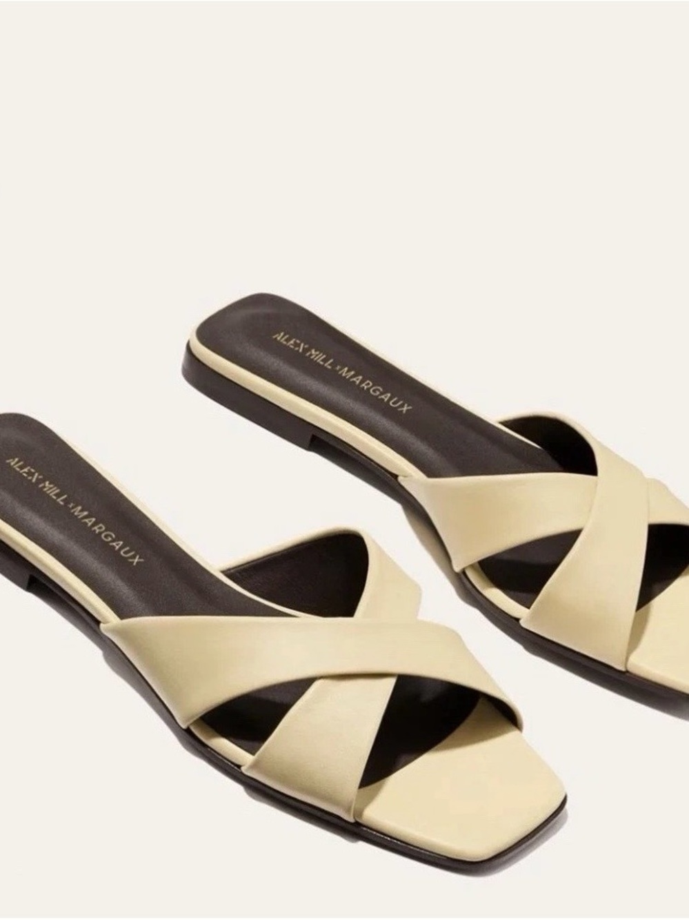 Alex Mill Cream Leather Crossover Slide Mules